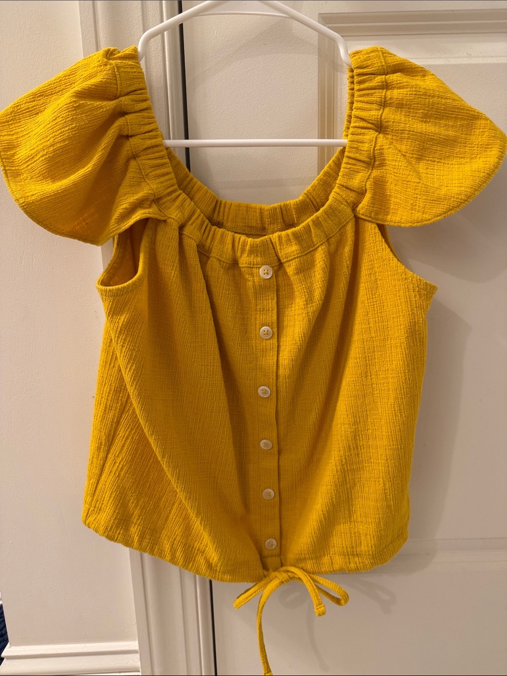 Madewell Women’s ' Mustard Yellow Button-Front Tie-Hem Top